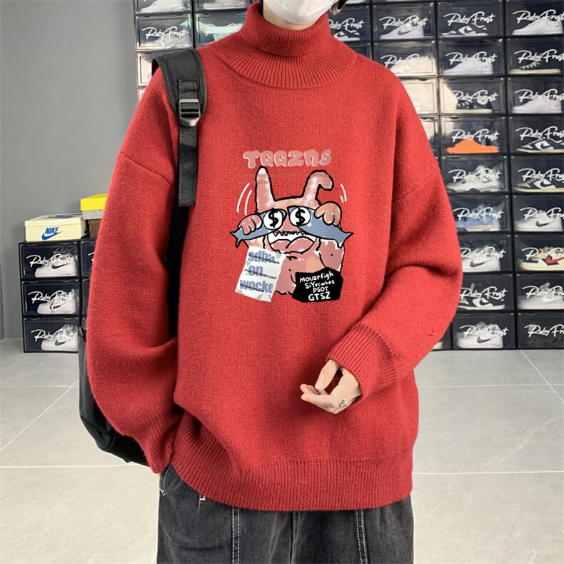 高质量！秋冬季高领毛衣加绒加厚翻领针织衫男毛衣FL534-特P38图片
