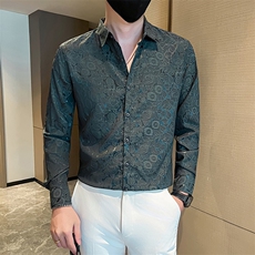 店主风提花长袖衬衫社会小伙衬衣301A-1/CS462/P55，男装衬衫，星座301A-1
