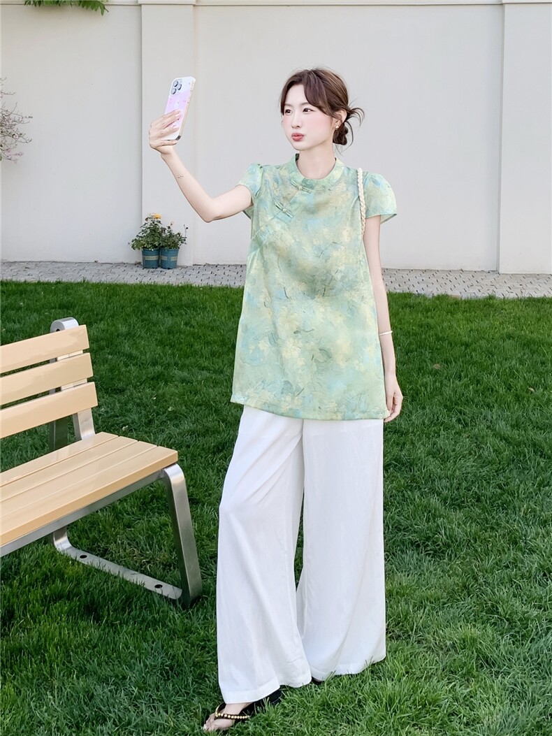 2026年夏季复古风两件套宽松型印花透气时尚潮流,女装套装/套裙,秀美人生