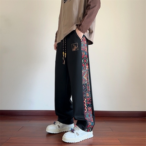 风男春秋季美式复古拼接长裤潮牌宽松大码XZ102B-1CK2550P45