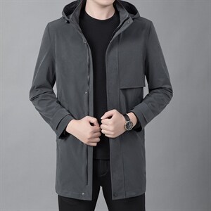 时尚可拆卸帽外套新款冬装风衣休闲中年男士长风衣ASD52112-P300，男装风衣，电商B212（原钱塘6029）