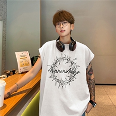 夏季新款抖音直播高品质麂皮绒印花宽松背心bxjp363-特批19控38，男装背心/马甲，星座605(原A050)