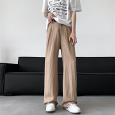 8XL-M特大码亚麻阔腿裤男夏棉麻西装裤垂感冰丝裤K981P68，男装西裤，电商D206-1