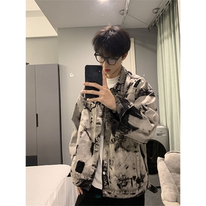 现货5千件 男女美式牛仔外套春扎染破坏牛仔衣高街夹克NT521P75图片