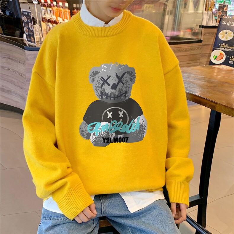 1港风圆领中性情侣潮流大码M-5XL印花加厚毛衣男7687P48加绒P55,男装针织衫/毛衣,星座226-2
