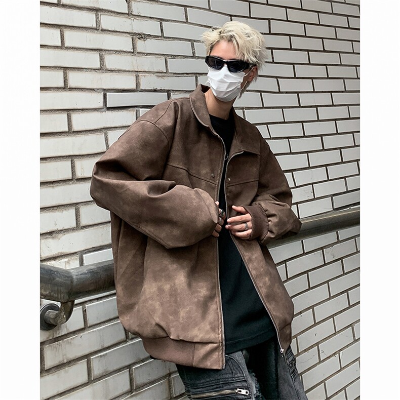 高品质秋款男夹克麝皮绒渐变色翻领拉链外套JK8227P80,男装夹克,星座1013-1