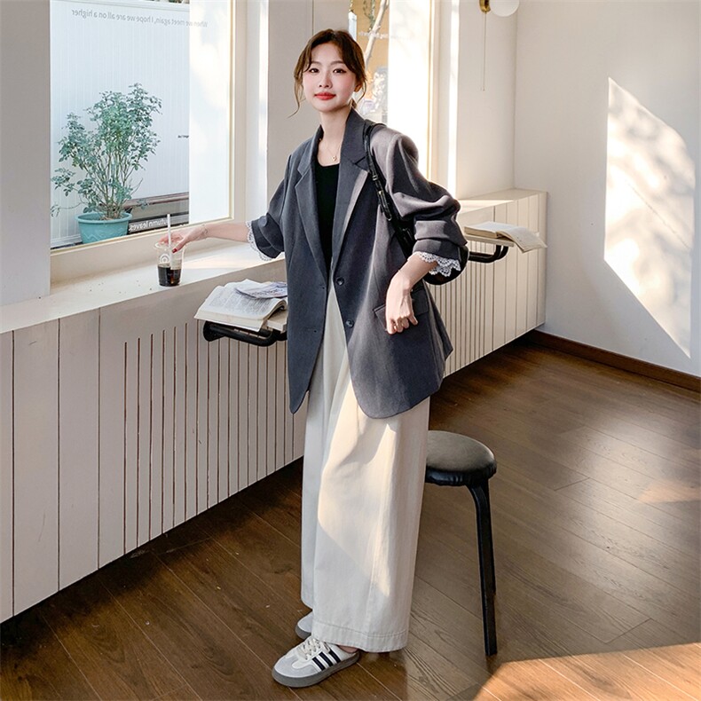 纯色气质风休闲风翻领通勤女西装时尚小个子短款春秋显瘦网红百搭，女装西装，浙宝210（原浙宝191）