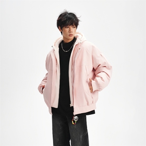 !潮流冬季连帽拉链加绒加厚棉衣情侣撞色棉服外套 MY5567-P78图片