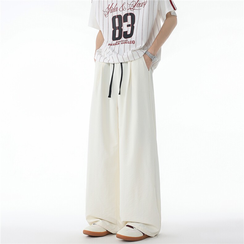 8XL-M撞色山本裤男夏季薄宽松垂感休闲慵懒速干冰丝阔腿裤K9153,男装休闲裤,电商D206-1