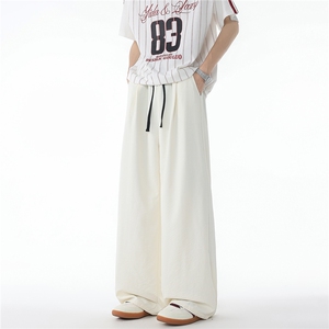 8XL-M撞色山本裤男夏季薄宽松垂感休闲慵懒速干冰丝阔腿裤K9153,带绳子的阔腿裤怎么搭配图片