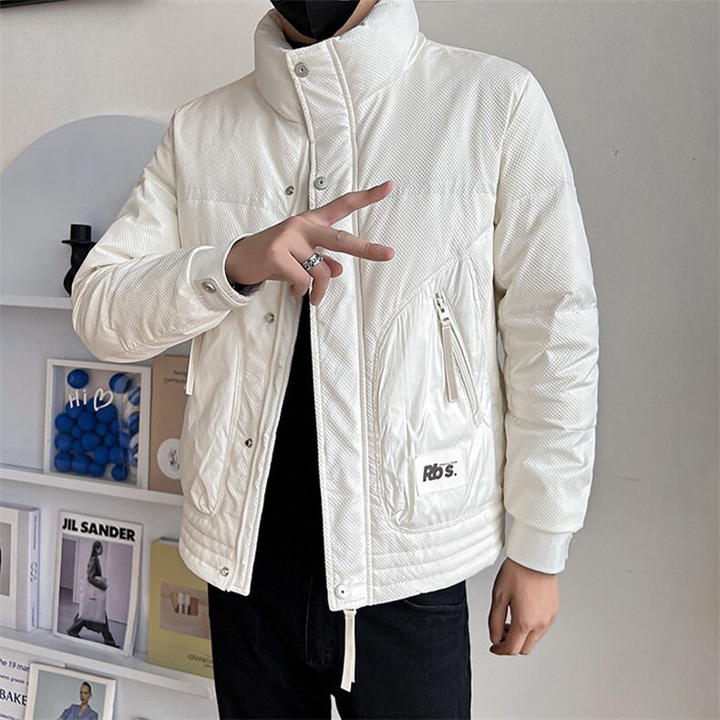 B353 811 P180白2022冬新款男士立领羽绒服小伙简约短款保暖控258图片