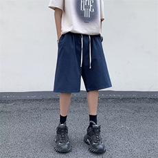 夏季休闲裤男士韩版潮流纯色百搭痞帅2024新款ins五分裤K5253-P43，男装牛仔裤，星座412-2