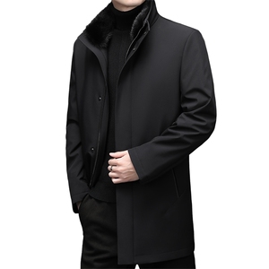 尼克服男中长款冬季新款中年加厚保暖皮草外套男士商务休闲男装图片