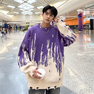 M8172/P65冬季新款毛衣男港?韩版美式潮牌上衣潮流情侣针织衫图片