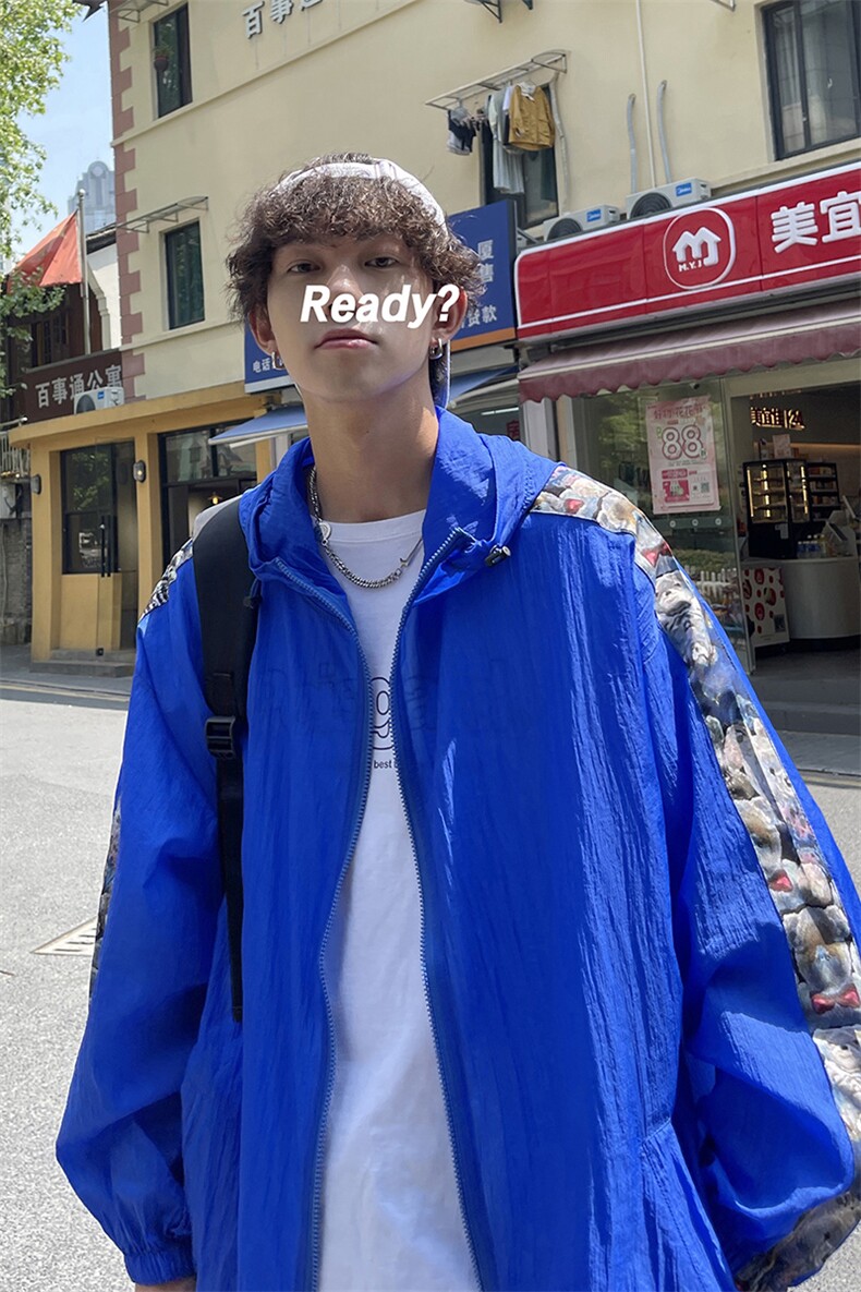 港风冰丝防晒衣薄款克莱因蓝外套户外休闲潮牌防晒服FS7765P38,男装夹克,星座227-7
