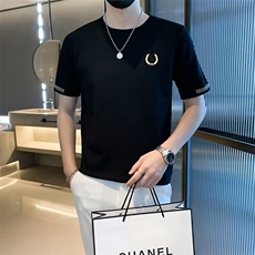 刺绣针织短袖T恤男夏季潮牌修身半袖上衣服休闲打底体恤T3335，男装T恤，星座1116A-2（原606A-1）