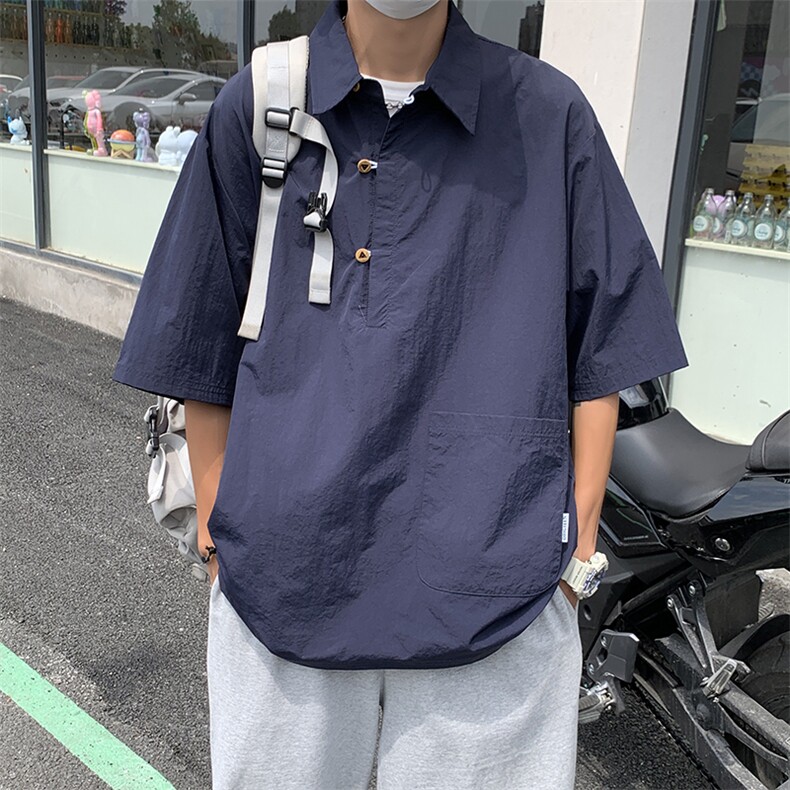 夏季高级短袖衬衫男宽松休闲ins衬衣潮CS032-P38,男装衬衫,星座308B-1