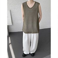 BX1130-特批30控58小众高品质镂空衬衫内搭大码短袖背心T恤，男装背心/马甲，电商A059