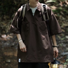 Polo衫男短袖t恤夏季冰丝宽松百搭日系工装潮牌男上衣服WB085-P28，男装Polo衫，星座412-3