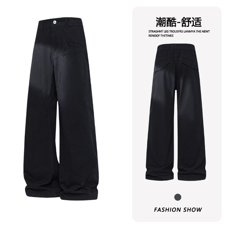 B221美式ins高街暗黑直筒洗褪工装休闲牛仔裤LK25608-特P48控88，男装牛仔裤，电商B221