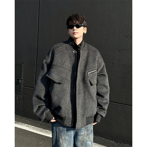 加棉外套男款秋冬高级感痞帅潮牌夹克男装棉衣JK09343-P113图片