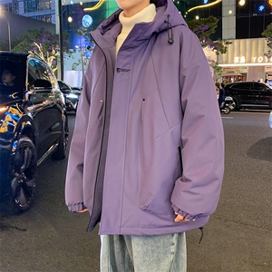 NY745 P90港风二开宽松冲锋衣棉衣工装夹克百搭落肩简约上衣外套,男装夹克,星座1204-3