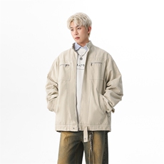 拉链牛仔外套男春款美式复古工装上衣高级感哈灵顿夹克JK1164-P98，男装夹克，星座1103-3