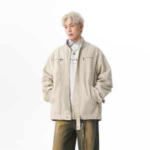 拉链牛仔外套男春款美式复古工装上衣高级感哈灵顿夹克JK1164-P98图片