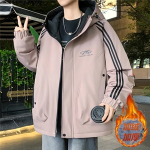 数据款秋冬季加绒加厚青少年连帽夹克男潮牌设计感外套JK8801-P75图片