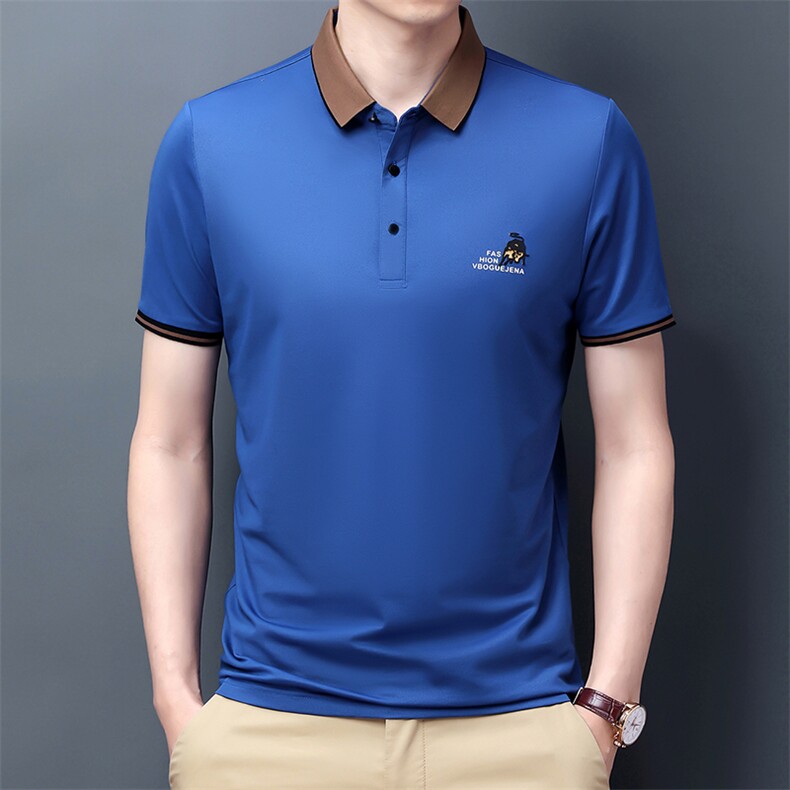 爸爸夏装中年男士短袖T恤50-60岁爸爸装中老年人冰丝上衣服polo衫图片