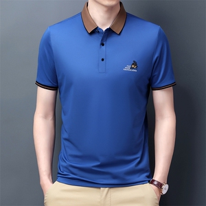 爸爸夏装中年男士短袖T恤50-60岁爸爸装中老年人冰丝上衣服polo衫图片