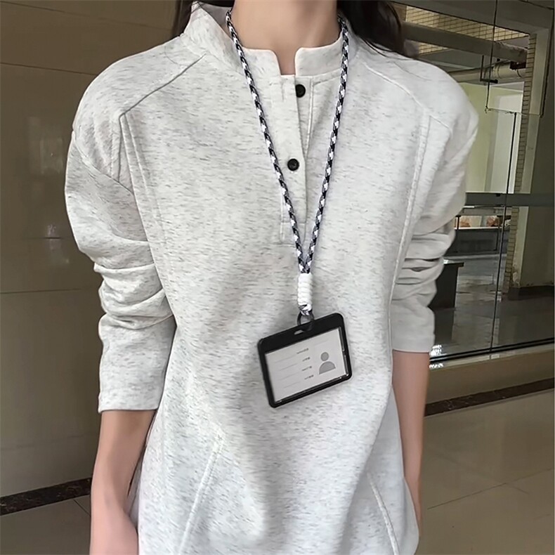 抖音得物品质美式高街重磅曼巴棉拼接cleanfit亨利领卫衣长袖T恤，男装T恤，电商A486