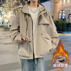 加绒加厚夹克外套男冲锋衣男士休闲工装轻户外JK136-P88加绒P98，男装夹克，星座308B-2