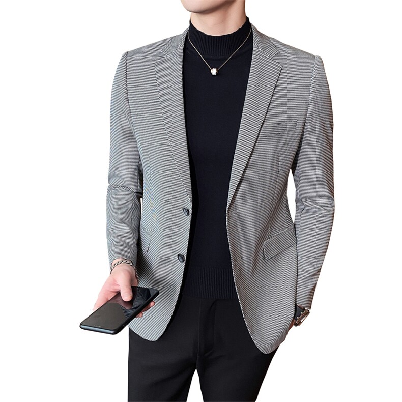 2021春新款西装男士小格子西装西服西外套818-,男装西服,电商D225