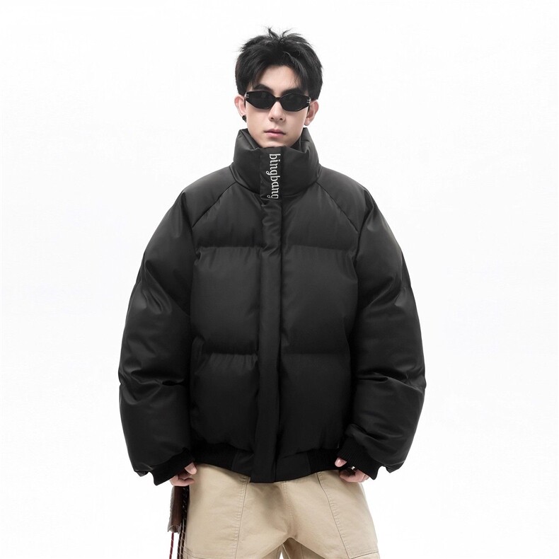 网图潮牌刺绣PU皮棉衣男女立领棉服百搭保暖外套310A-MY968-P78，男装棉衣，四季星座310A