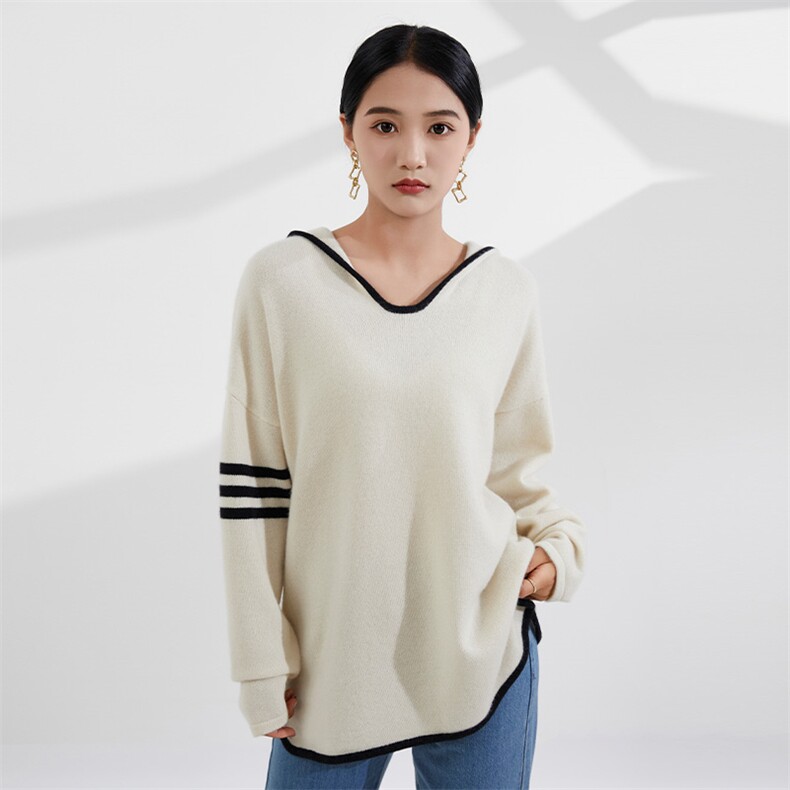 时尚百搭V领宽松羊绒毛衣简约大方舒适保暖,女装羊绒衫,恒爱羊绒