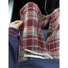 AK2469-P45重磅毛呢格子裤女秋冬新款休闲运动直筒裤，女装休闲裤，星座617A-2