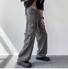 美式高街嘻哈工装裤男女新款设计感小众直筒阔腿休闲裤子D300，男装休闲裤，星座601-2
