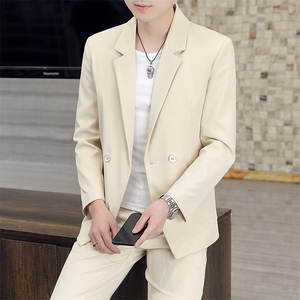 T2203-P140 2025秋季时尚男士西装双排扣西服西裤两件套装图片
