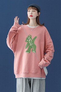 秋季潮流百搭中性印花宽松情侣休闲套头卫衣男女 W130 P25控38图片