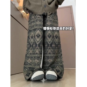 有货 vintage复古毛呢裤男重磅卫裤民族风设计感休闲裤LA7244-P50图片