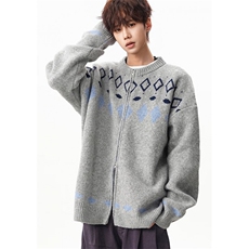 美式复古男女开衫外套秋冬新款毛衣休闲慵懒风圆领针织衫MZ28，男装针织衫/毛衣，星座1116A（原606A-3）