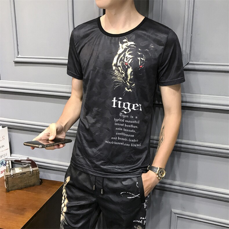 2021夏季新款老虎头短裤套装男大码钱塘3029-9010真模,男装休闲套装,钱塘6006(原3029)