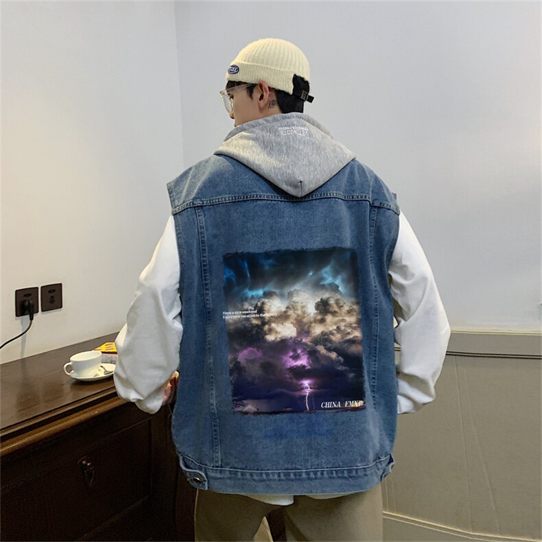 牛仔马甲背心男春秋季美式高街潮牌ins外套宽松休闲马夹MJ132-P68图片