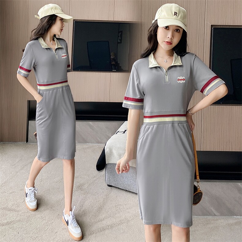 燕颉时尚休闲Polo领连衣裙女夏季2023新款中年妈妈韩版洋气裙子潮,女装套装/套裙,燕颉服饰