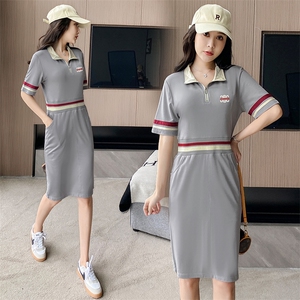 燕颉时尚休闲Polo领连衣裙女夏季2023新款中年妈妈韩版洋气裙子潮图片