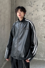 高级感垫肩机车皮衣秋冬潮牌小众外套立领夹克870P88，男装夹克，电商A458A