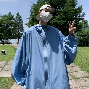 夏季薄款防晒衣男韩版潮纯色连帽帅2023宽松新款ins外套W4914-P40图片