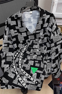 1冰丝衬衫男一套装九分裤男潮流搭配七分袖POLO衫男TZ7732P75控89图片