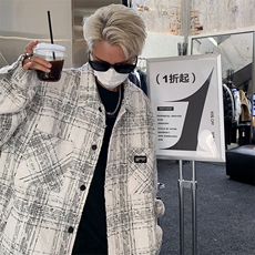 小香风外套23秋冬潮牌格形夹克美式大码上衣821P88，男装夹克，电商A458A